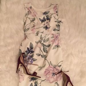 Floral Open Back Detail Midi Dress